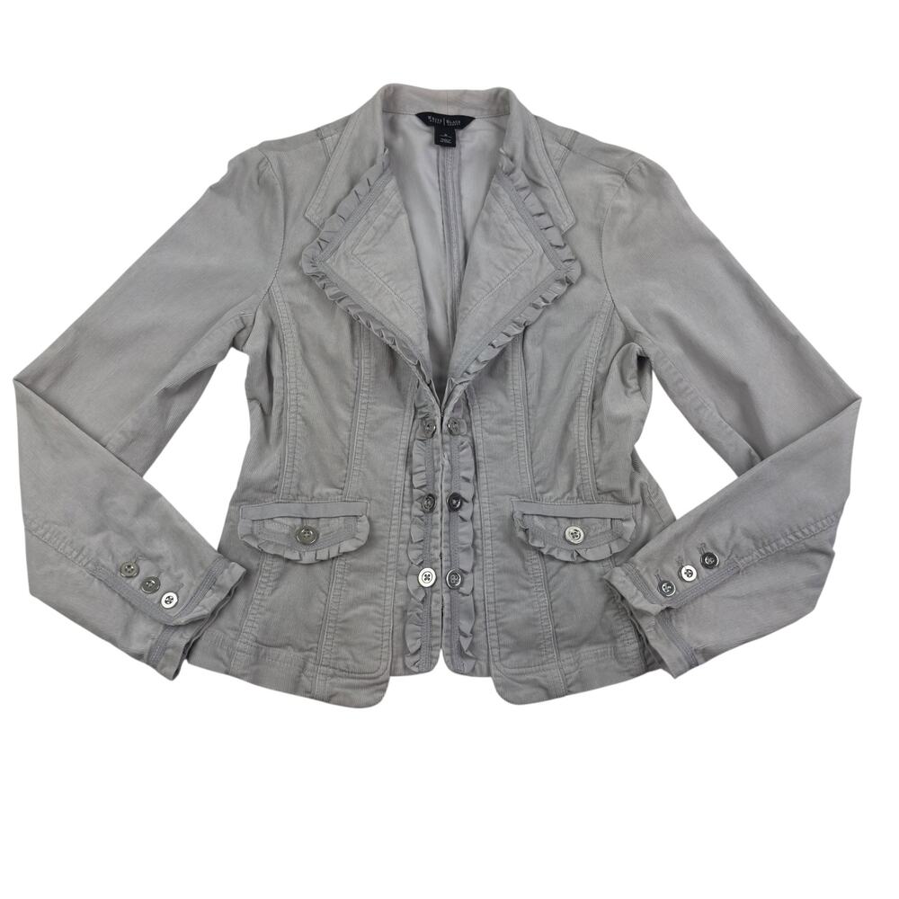 White House Black Market Coquette Feminine Fitted Ruffle Blazer Women's Size 2